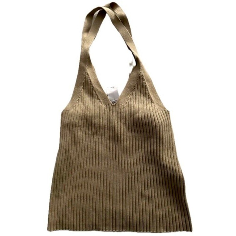 Banana Republic Tank Cross Back Knit Top Size XS Beige Khaki Tan - Picture 2 of 5